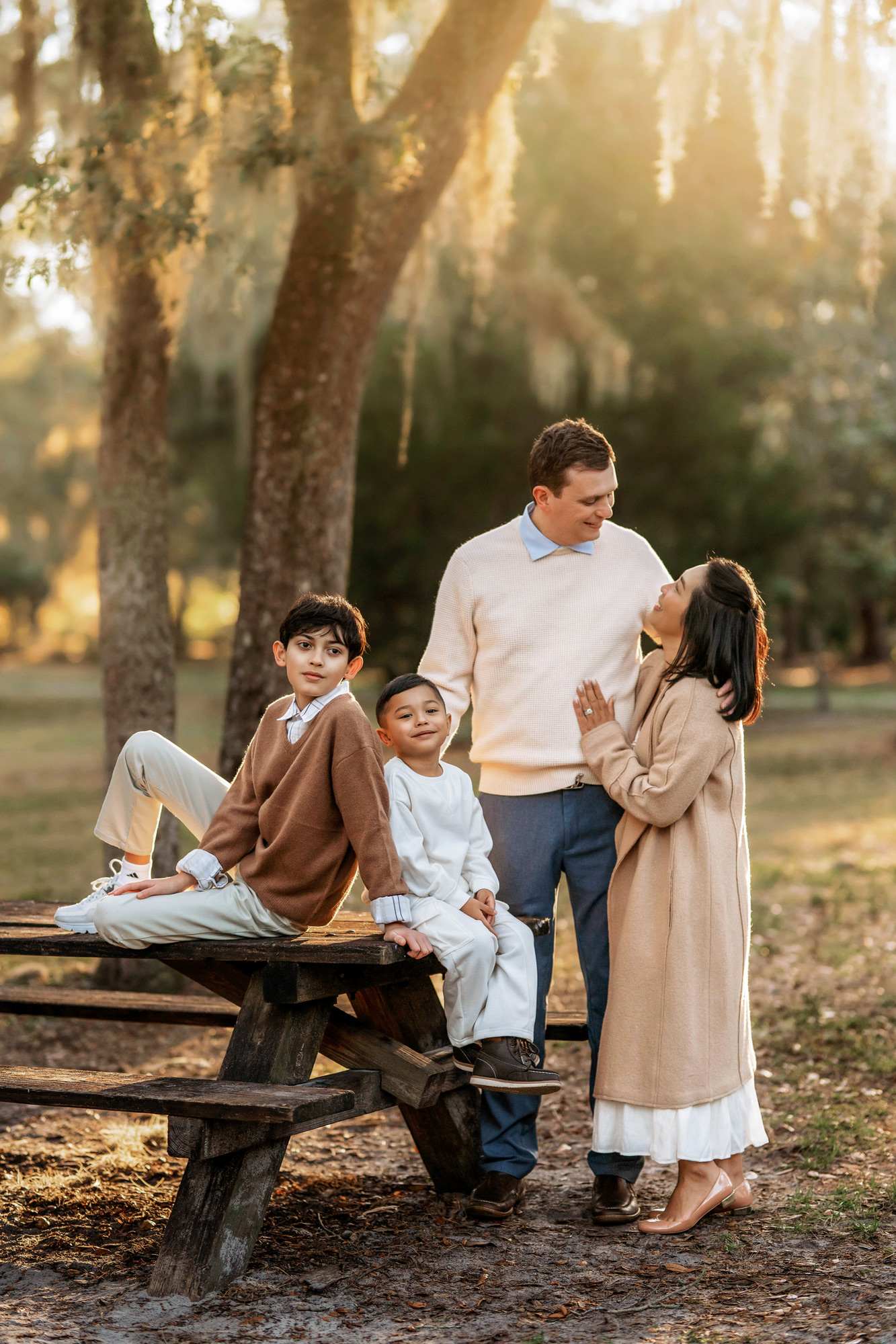 Family poses during outdoor photoshoot in Orlando, Florida