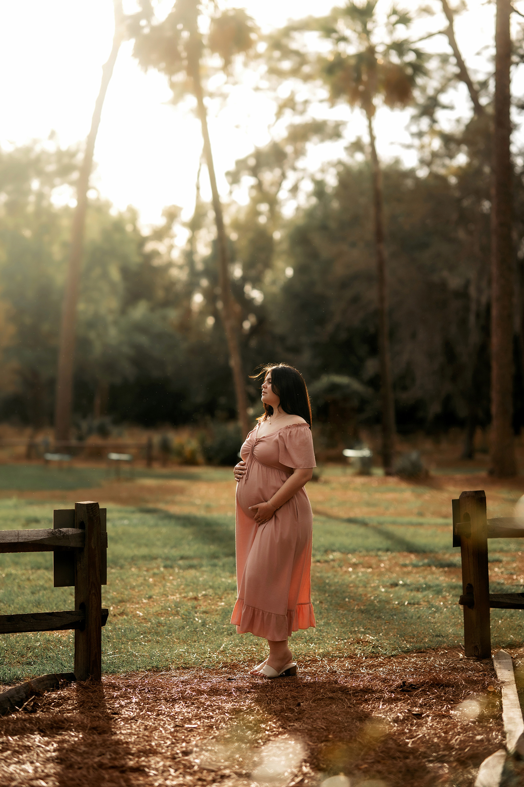 Outdoor maternity photography session in Orlando, Florida with soft natural light